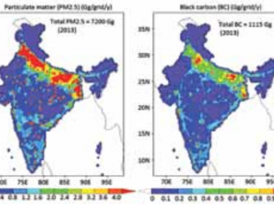 Spatial distributions of annual emissions of particulate matter (PM 2.5 ) and black carbon (BC) from Indian indus- trial, transport and residential energy-use